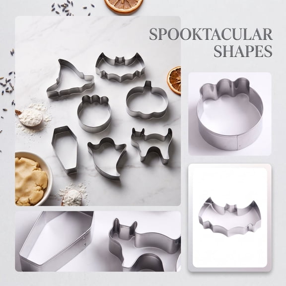 Metal Halloween Cookie Cutters 7 Piece Set Stainless Steel Mini Shaped Cutters for Halloween Baking Supplies Cookie Molds for Holiday Party Biscuit Cutting Treat Prep