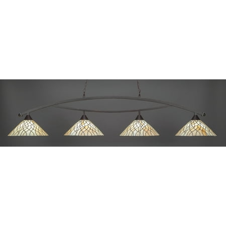 

Bow 4 Light Bar Shown In Dark Granite Finish With 16 Sandhill Art Glass