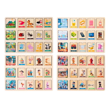 Wooden Matching Peg Puzzle Boards for Toddlers Age 3+ Montessori Preschool Educational Toys Fruit Animal Daily Profession Theme Game Fine Motor Screen-Free Stocking Stuffer Gift for Boys Girls Kids