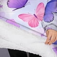 thumbnail image 3 of Oversized Wearable Blanket Hoodie,Purple Butterfly Lavender Pattern Sherpa Blanket Hoodie with Super Pockets,Super Warm Fuzzy Pullover for Women & Men, 3 of 6