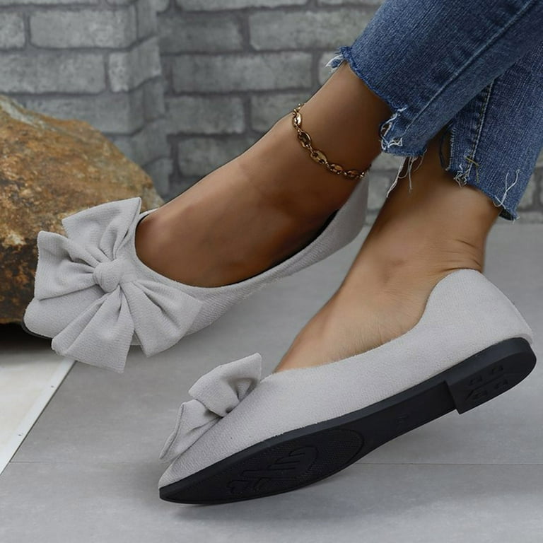 Towed22 Women's Flats Shoes Women Comfortable Dress Shoes Pointed Toe Flats Ballet Flats mesh Knit Flat Slip on Business Casual Shoes(Grey,7.5)