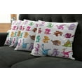 thumbnail image 5 of Ambesonne Colorful Throw Pillow Cover 4 Pack, Dinosaurs Extinction, 18", Multicolor, 5 of 5
