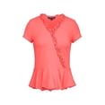 thumbnail image 1 of Blusa Nelia André Badi rosa chica cuello V cruzado peplum, 1 of 4
