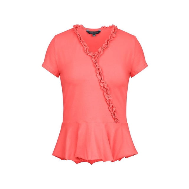 Blusa Nelia André Badi rosa chica cuello V cruzado peplum