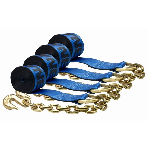 (4 Pack) Kinedyne 4 in. x 30 ft. Winch Strap with Chain Anchor
