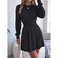 thumbnail image 6 of Women'S Fall Long Sleeve Mock Neck Sweater Dress Casual Loose Ribbed Knit Mini Short Pullover Dresses Black M, 6 of 9