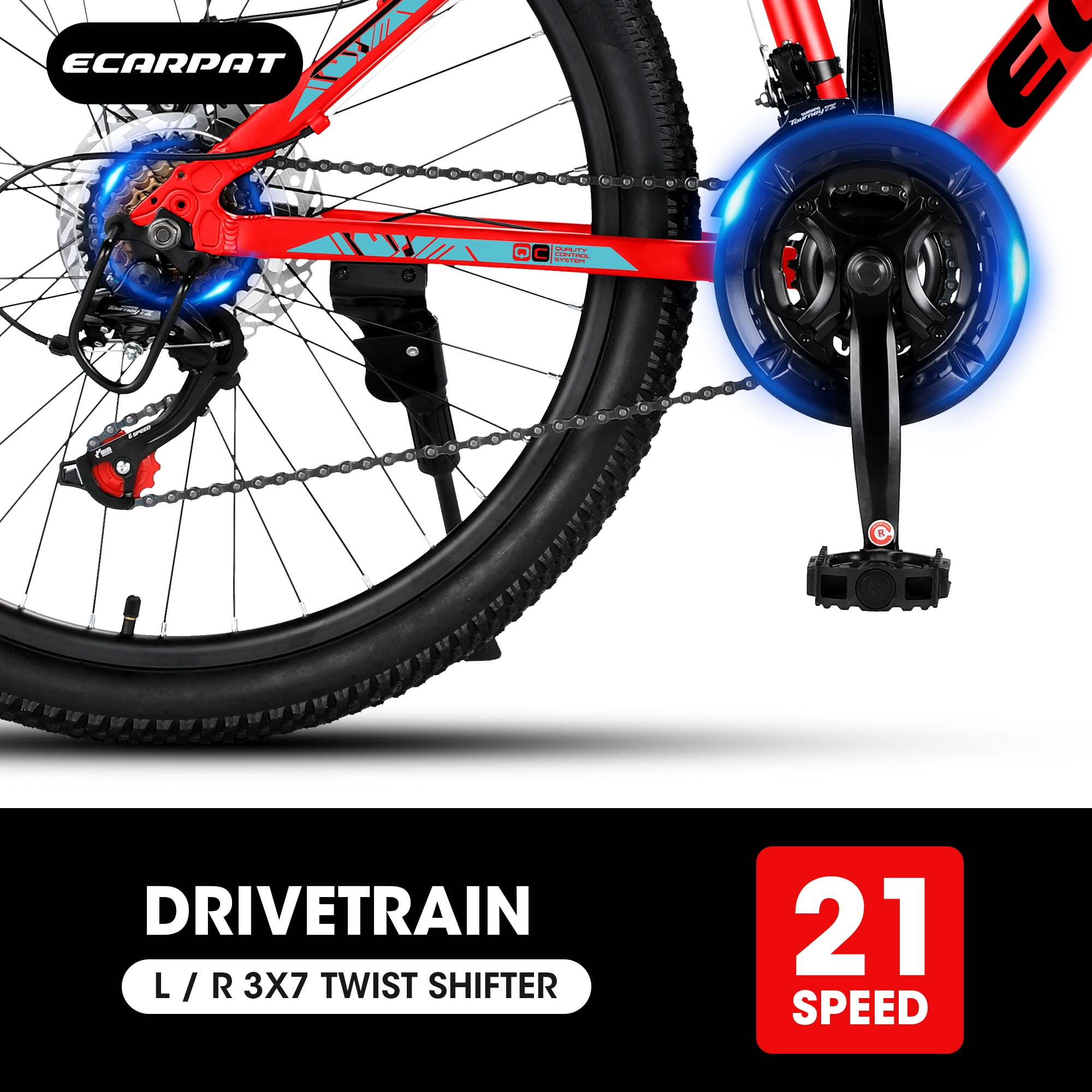 iYofe 24 inch Mountain Bike for Mens Womens, Shimano 21 Speed Bicycle with Dual Disc Brakes, Lightweight Bikes with Aluminium Frame, Fits Riders 4'92" - 5'4", Red