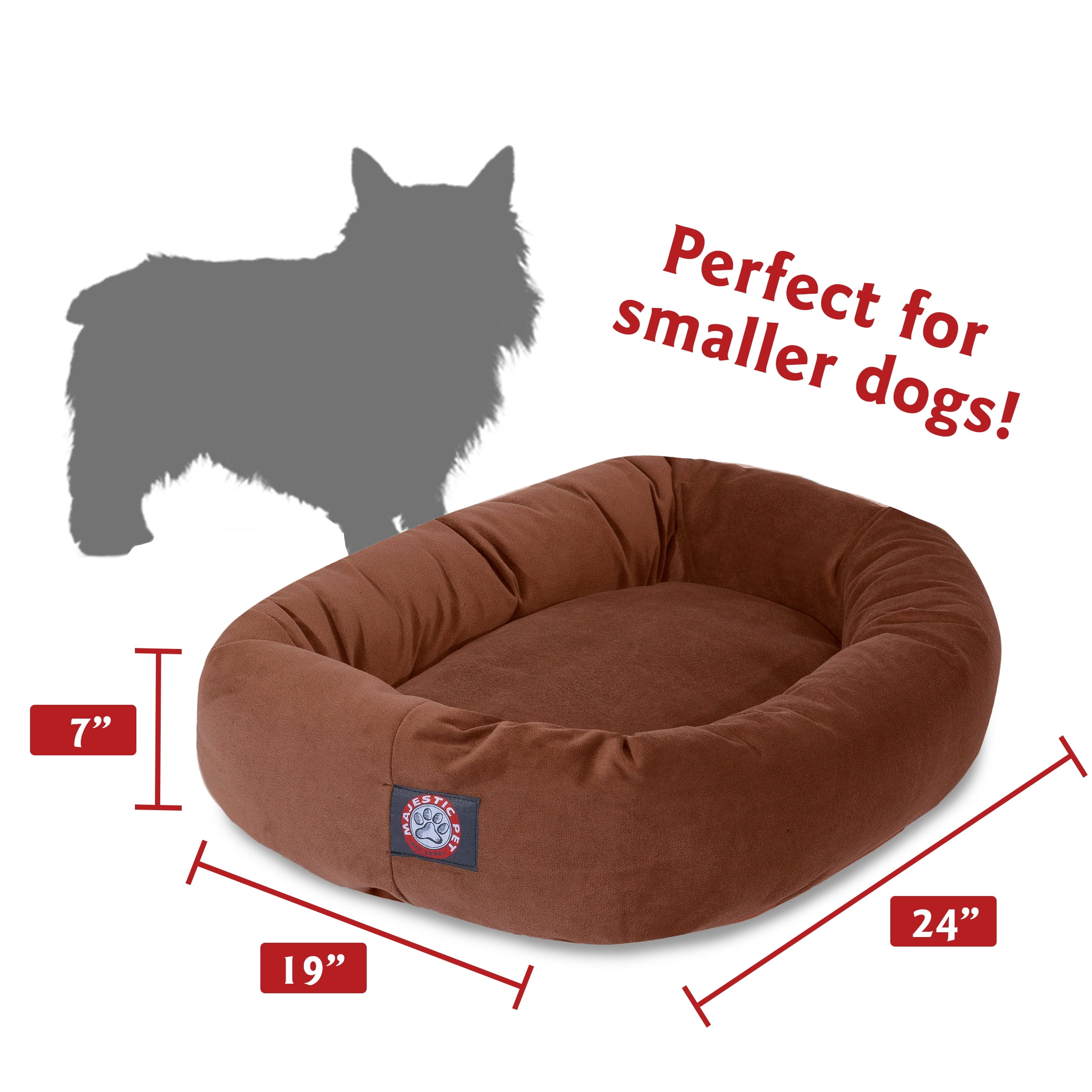 Majestic Pet Faux Suede Bagel Pet Bed for Dogs, Calming Dog Bed Washable, Small, Rust