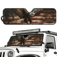 thumbnail image 2 of Garronmavis Windshield Sun Shade for 2007-2023 Wrangler Rubicon Sahara TJ JK JKU 2 & 4 Door-Blocks UV Rays Sun Visor Protector,USA Flag and Eagle Design Car Sun Shade Keep Your Vehicle Cool, 2 of 6