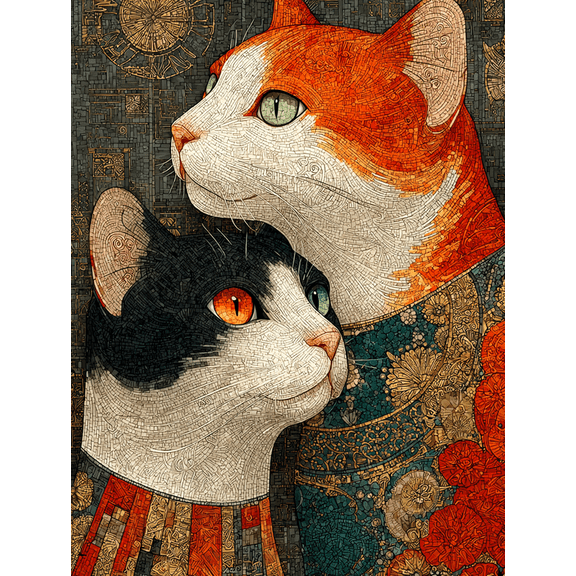 Gustav Klimt Two Cats Canvas Print, Famous Reproduction Art, Cat Lover Gift Home Wall Decor Poster