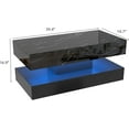 thumbnail image 5 of ChVans 39.37" Black LED Coffee Table with 2 Storage Drawers, Modern High Gloss Coffee Table w/20 Colors LED Lights/APP Control, 2 Tiers Rectangle Large Living Room Furniture w/Marbling Print, 5 of 6