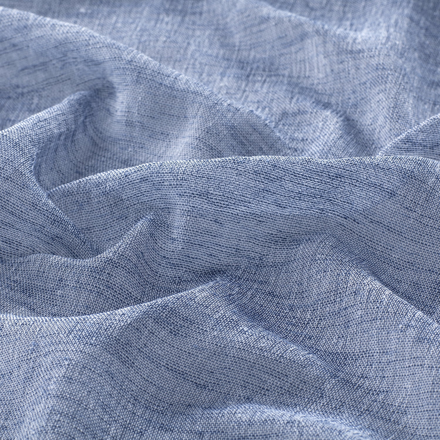 Dainty Home Natural Tassels 3D Tassels Design Linen Look 70" x 72" Shower Curtain in Denim Blue