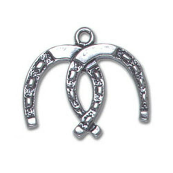 Sterling Silver 18" 1.2mm Box Chain Double Open Heeled Horseshoe Pendant Necklace