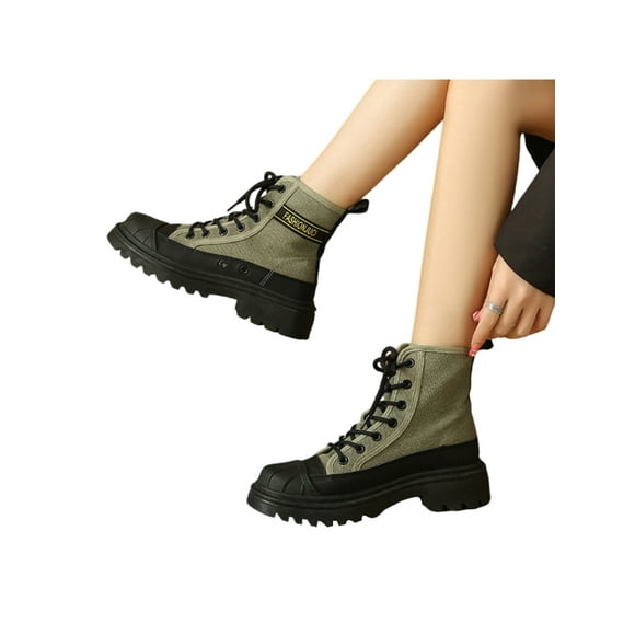 Colisha Womens Booties Waterproof Combat Boot Breathable Lace Up Ankle Boots Casual Motorcycle Lug Sole Short Bootie Green (Women) 6