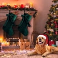 thumbnail image 2 of TETOU 18.9" Velvet Christmas Stockings, Extra Thick Large Bow Velvet Christmas Stockings for Fireplace Family Holiday Christmas Party Decorations(Green), 2 of 7