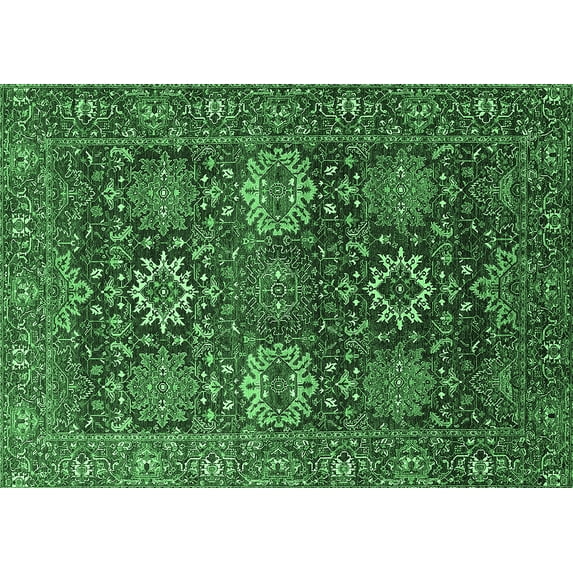 Ahgly Company Indoor Rectangle Oriental Emerald Green Industrial Area Rugs, 6' x 9'