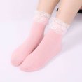 thumbnail image 4 of Womens Ruffle Socks Fancy Lace Trim Ankle Socks Breathable Super Soft Pink 3 Pairs, 4 of 7
