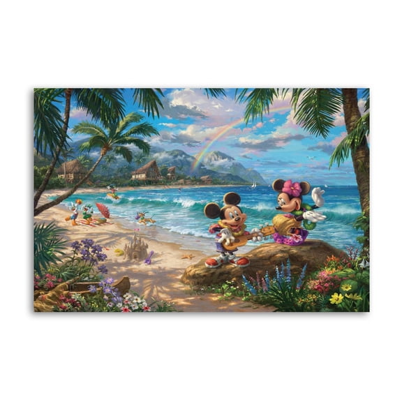 Mickeys & Minnie in Hawaii Holiday Beach Gifts Canvas Painting Poster Wall Art Decorative Picture Prints Modern Decor 24x36inch(60x90cm)