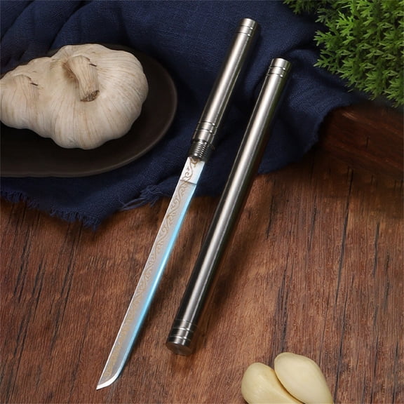 Stainless Steel Blade, Heavy Duty Steel Solid Handle for Home Use, Outdoor Camping, Fishing Pocket Knife, Survival Knife, 1 Pcs, 9.5 Inch - Silver