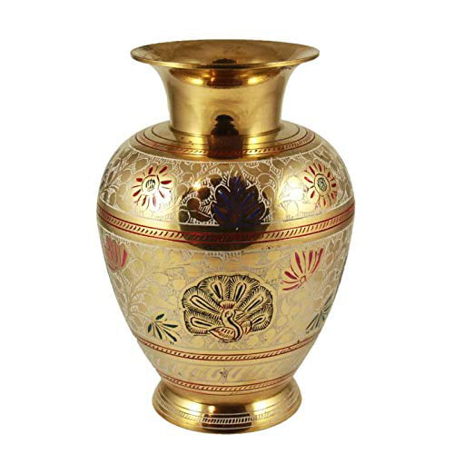 Black and Gold  Metal Brass Flower Vase Hand Crafted with Bidri Nakkashi Work 