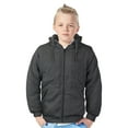 thumbnail image 2 of Boys Kids Athletic Soft Sherpa Lined Fleece Zip Up Hoodie Sweater Jacket (Charcoal, XL), 2 of 2