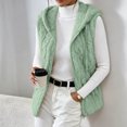 thumbnail image 5 of Kinrui Womens Sherpa Vest Textured Open Front Knit Flannel Vest Jackets Lightweight Outerwear with Pocket Green S, 5 of 9