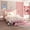 Pink, variant on LED Light Upholstered Bed Frame, Twin Size Princess Bed with Storage Drawers and Fabric Headboard, Features Wood Slats and No Box Spring Needed in Pink White