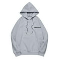 thumbnail image 4 of Pullover Hooded Sweatshirt with Front and Back Essentials Letter Print Casual Loose Fit Long Sleeve Design Gray XL, 4 of 8