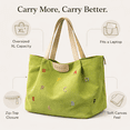 thumbnail image 5 of MGEZCOO Women’s Tote Bag, Large Zipper Top Shoulder Tote, Letter Embroidered Casual Travel Handbag, Green, 5 of 6