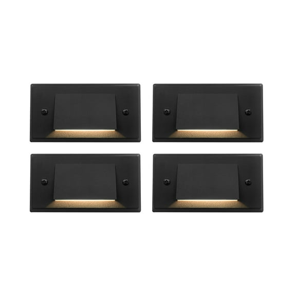 GKOplus Low Voltage LED Landscape Step Lights, 12V 3W Outdoor Deck Lights for Steps Stairs Fences Pathway Yard Lawn, 2700K IP65, 3.3FT Lead Wire & Waterproof Wire connectors Included, Black, 4-Pack