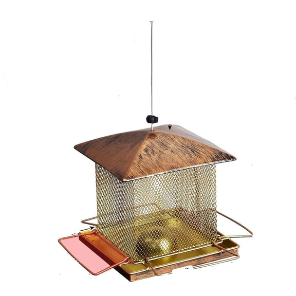 PPLoney Hanging Outdoor Garden Hummingbird Feeder - Heavy-Duty Metal Construction, Weather-Resistant, Squirrel-Proof, 7x11x17.7 inches, Integrated Feeding & Watering Options, Ideal for Bird Lovers