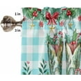 thumbnail image 4 of Christmas Western Kitchen Curtains and Valances Set, Rod Pocket Curtains Tier Farmhouse Window Curtains 36 Inch Length, Cowboy Boots Leaves Berry Blue Plaid 3 Piece Kitchen Curtains Set, 4 of 6