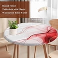 thumbnail image 3 of Marble Red Round Tablecloth 36-44 Inch Round Fitted Table Cloth with Elastic Edge, Gold White Modern Gradient Ocean Wavy Ripple Waterproof Table Cover Protector for Outdoor Picnic Party Dining, 3 of 6