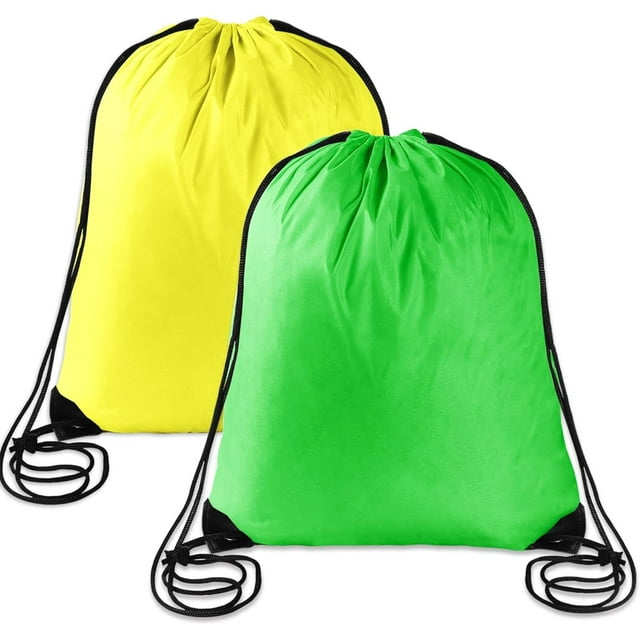 2 Pcs Drawstring Backpack Bags Sports Cinch Sack String Bags Yellow Light Green Drawstring Gym Bag Draw String Backpack Bulk Swimming String Bags