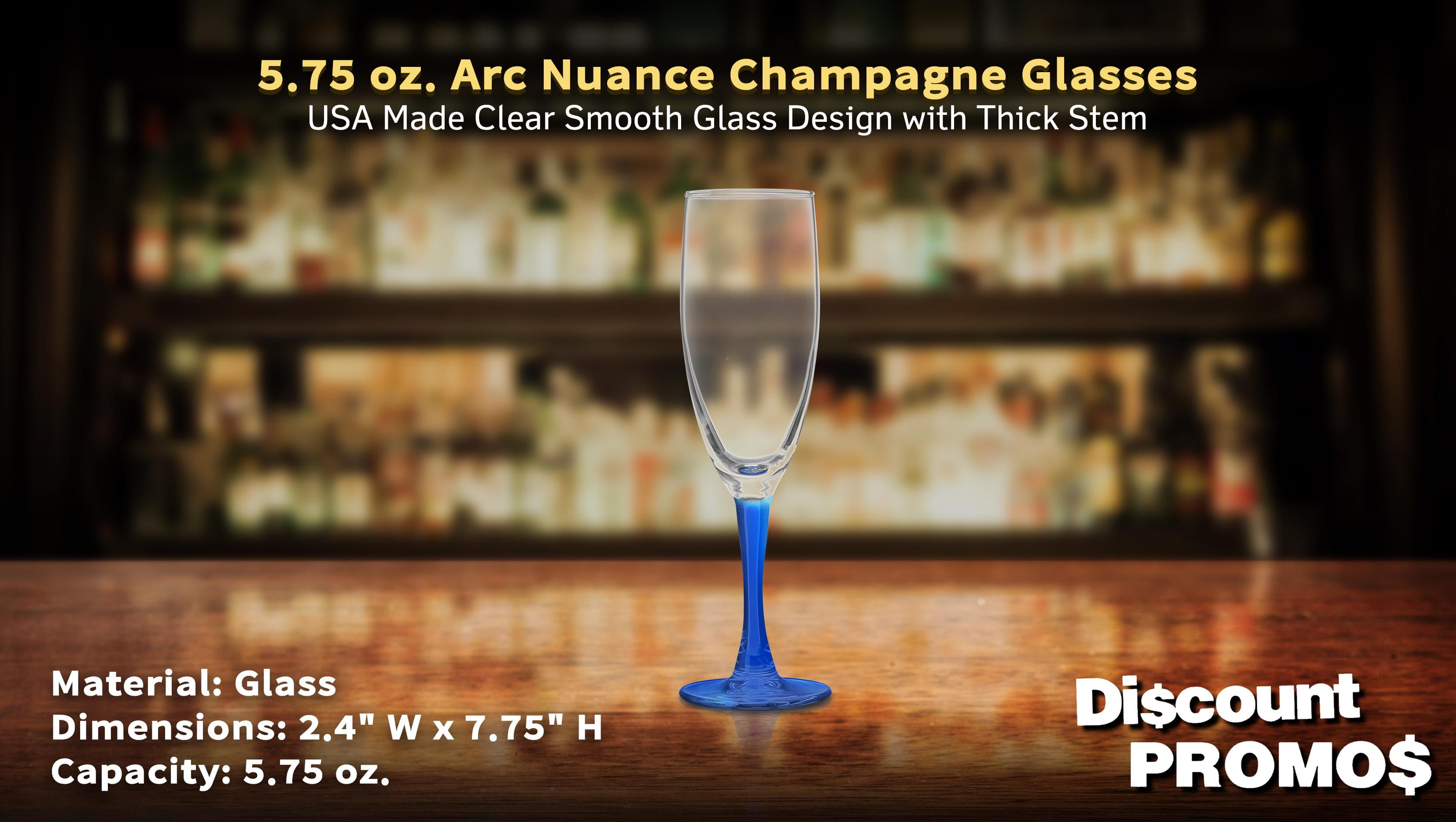 Nuance Champagne Flutes by ARC 5.75 oz. Set of 10, Bulk Pack - Perfect for Hotel, Bar, Restaurant or Lounge - Blue