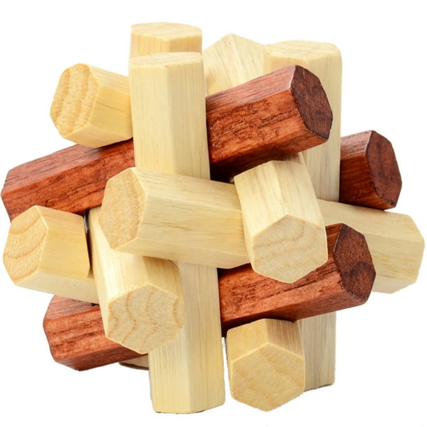 Wooden Intelligence Toy Chinese Brain Teaser Game 3D IQ Puzzle for Kids Adults