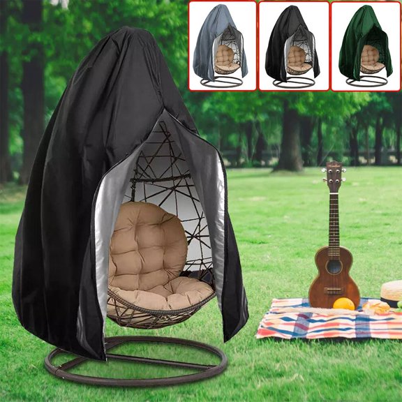DONGPAI Patio Egg Chair Covers Waterproof,Durable Large Wicker Egg Swing Chair Covers with Zipper Fits Most Outdoor Single Swing Egg Chair Dust Protector, 75'' H x 45'' D