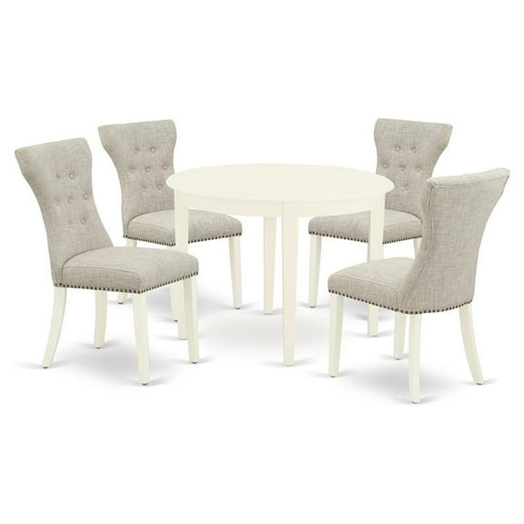 Pemberly Row 5-piece Wood Dining Set in Linen White/Doeskin