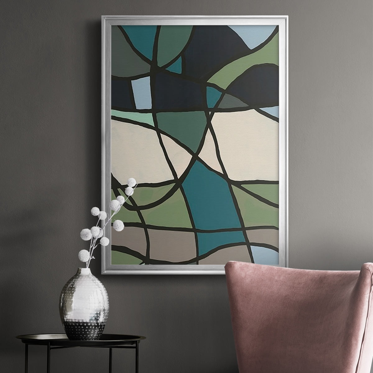 Multicolor Stained Glass I Premium Framed Print, in Gold, Black, or Silver - Ready to Hang