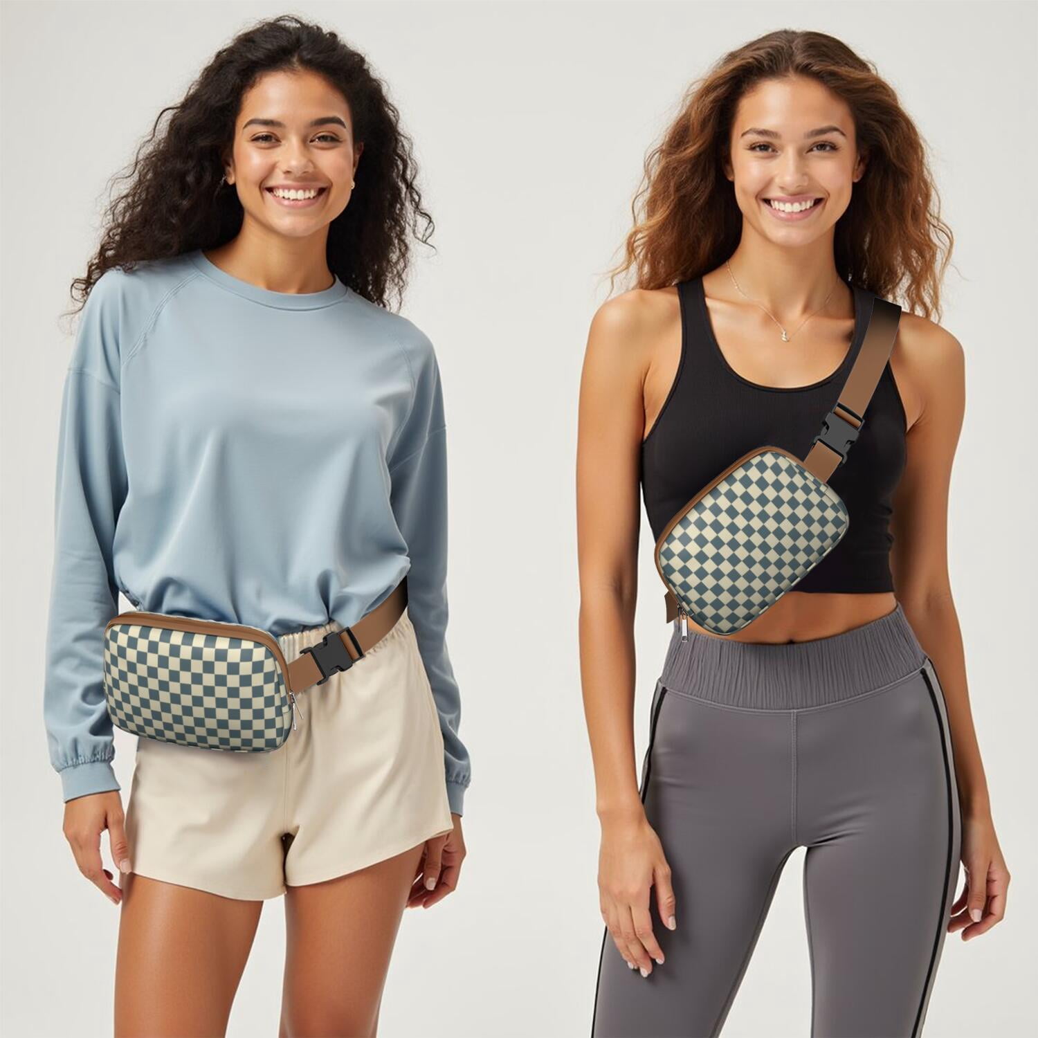 Rustic Farmhouse Plaid Fanny Pack – Classic Checkered Belt Bag with Geometric Retro Feel