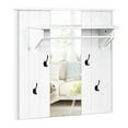 Gymax Wall Mounted Mirror Coat Hat Rack Storage Shelf w/4 Hooks