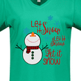 thumbnail image 4 of Inktastic Christmas Let it Snow Cute Snow Man with Snowflakes Women's V-Neck T-Shirt, 4 of 5