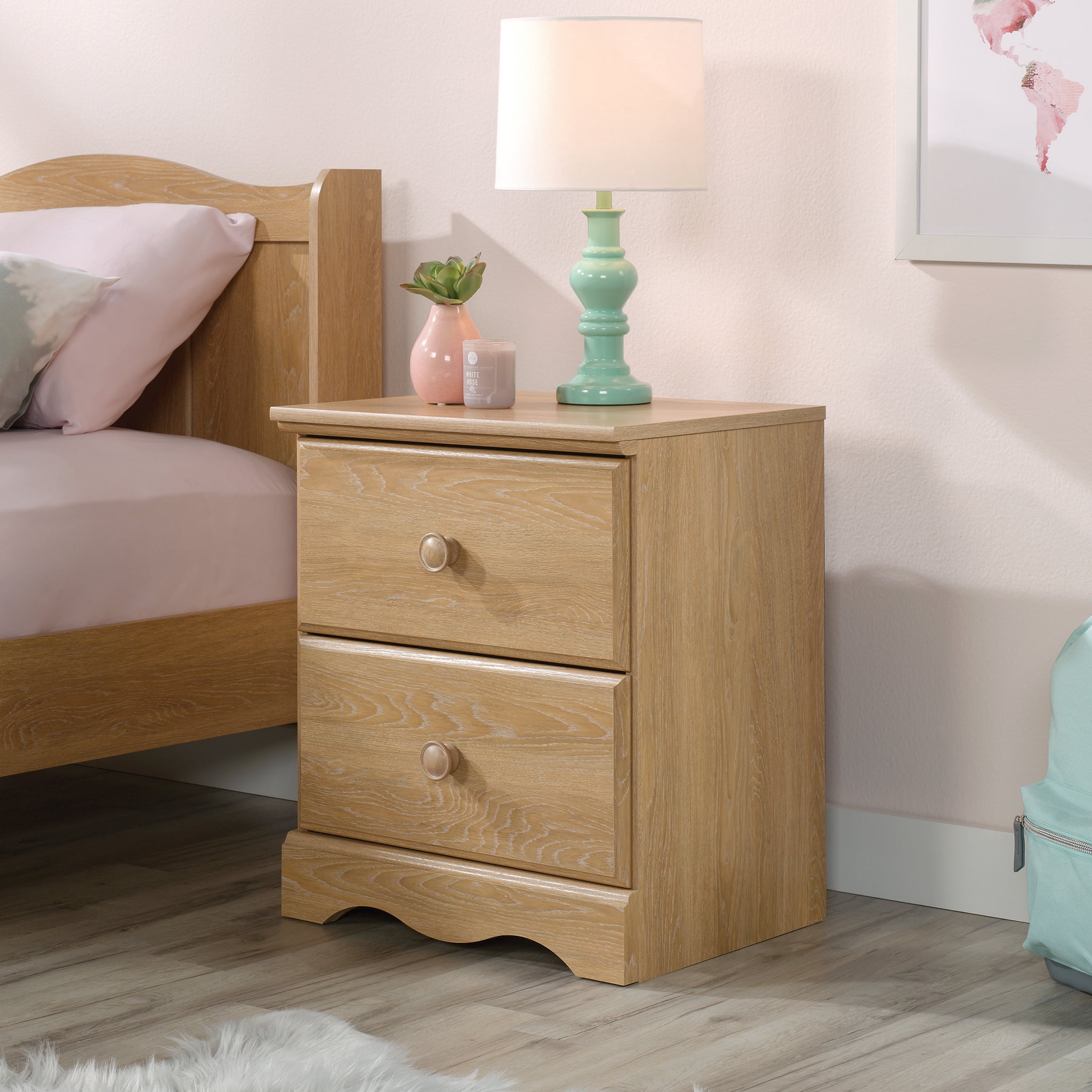 Sauder Storybook 2 Drawer Nightstand Dover Oak Finish Walmart Com Walmart Com