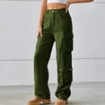 thumbnail image 2 of Jeans Women Women's Washed Multi Pockets Design Long Casual Denim Cargo Pant Pants for Women Green XXL, 2 of 5