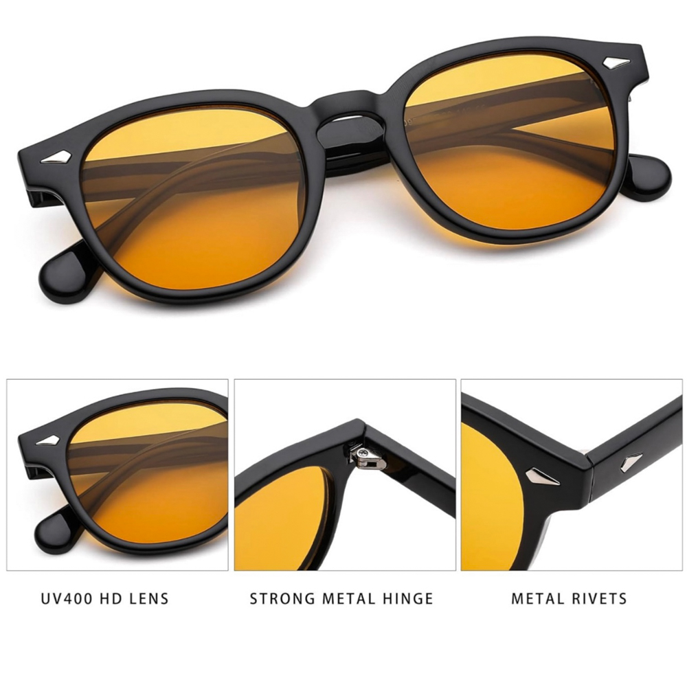 Vintage Style Johnny Depp Crystal Gray Sunglasses - Polarized UV400 - Unisex Oval Acetate Frame