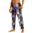 thumbnail image 2 of Wutalume Men's Home Soft Pajama Pants with Drawstring and Pockets, Flannel Checkered Print Casual Sports Pants for Lounge and Sleep,Light Purple L, 2 of 6