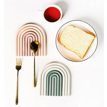 

Promotion!Rainbow Silicone Heat Insulation Pad Home Kitchen Coaster Tableware Rainbow Silicone Insulation Pad Removable Non-slip Placemat