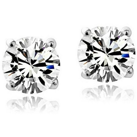 A&M Sterling Silver Kid's Birthstone Earrings, April, White Topaz