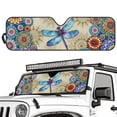 thumbnail image 2 of HUIAOCNG Dragonfly Mandala Windshield Sun Shade for 2018-2025 Jeep Wrangler JL JLU & 2020-2025 Jeep Gladiator 310T Polyester Covered Foldable Front Sunshade, Blocks UV Rays and Heat, Outdoor Camping, 2 of 6