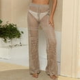 thumbnail image 4 of Oplxuo Crochet Swim Cover Up for Women Sexy Sheer Kintted High Waisted Beach Pants Bathing Suit Coverups, 4 of 6
